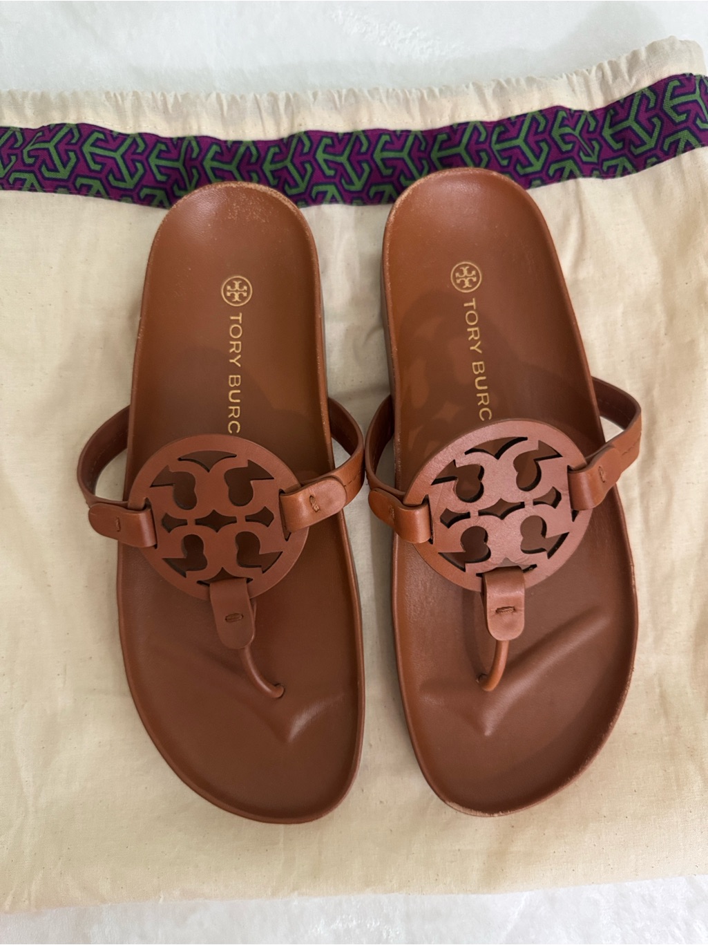 Tory Burch Miller Cloud Sandal Aged Camello Size 9